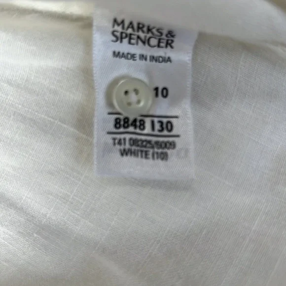 Marks & Spencers White Linen Long Shirt - 10 (M) - Picture 6 of 7